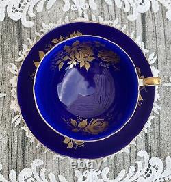 Shelley Gold Rose Cobalt Blue Teacup