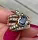 Simulated Sapphire 3.38 Ct Oval Cut Wedding Cocktail Ring 14k Yellow Gold Plated
