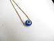 Solid 14k Gold Evil Eye Necklace With Tiny Small Cobalt Blue Murano Bead, Dainty