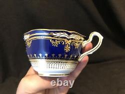 Spode Lancaster Cobalt Flat Cup and Saucer Blue Gold Encrusted