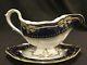 Spode Lancaster Cobalt Gravy Sauce Boat And Underplate Tray Blue Gold Encrusted