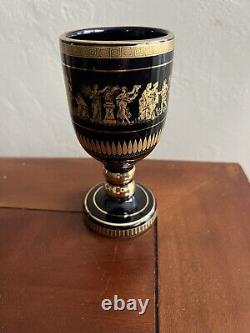 Spyropoulos Greece Cobalt Blue 24k Gold Handmade 11 Cups Goblet & 1 big pot