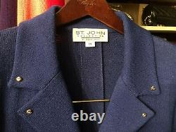 St. John Collection Jacket Sz 14-16 Cobalt Blue withGold Hardware Santana Knit