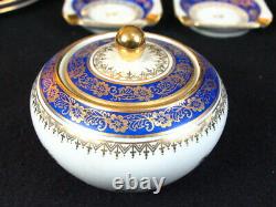 Stunning Antique Schonwald 202 Porcelain Cobalt Blue and Gold Tea set for 6