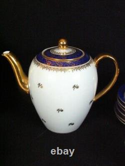 Stunning Antique Schonwald 202 Porcelain Cobalt Blue and Gold Tea set for 6