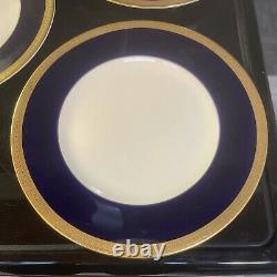 Syracuse China Queen Anne Old Ivory Cobalt Blue Gold Dinner Plates Set Of 3