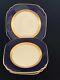 Syracuse China Queen Anne Old Ivory, Cobalt Blue & Gold Square Salad Plates
