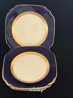 Syracuse China Queen Anne Old Ivory, Cobalt Blue & Gold Square Salad Plates