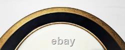 T & V Limoges Raynaud Conde Cobalt Blue, Gold Encrusted Lunch Plate, 8 3/4