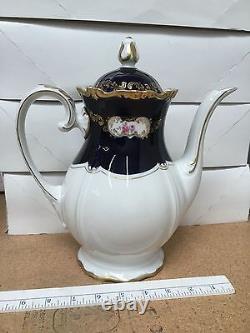Teapot Coffee Pot & Lid in 8159k by Reichenbach Blue Cobalt Gold Trim