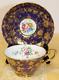 Tuscan Cup And Saucer Cobalt Blue And Heavy Gold Cup 3-3/4 Dia X 2