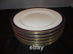 Twelve Spode Bone China Salad Plates With Cobalt Blue And Gold Rim