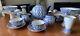 Unique Iconic Russian Imperial Lomonosov Porcelain Cobalt Net Tea Set 22gold