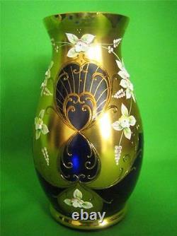 VINTAGE Egermann Bohemian Czech Cobalt Gilded Vase