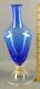 Vintage Italian Murano Art Glass Vase Cobalt Blue Gold Dust Clear Base 12''high
