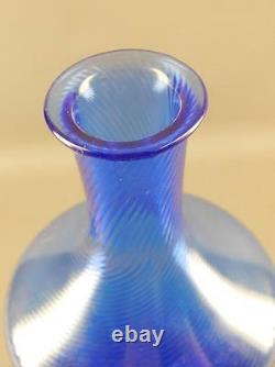 VINTAGE ITALIAN MURANO ART GLASS VASE COBALT BLUE GOLD DUST CLEAR BASE 12''High