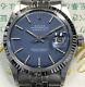 Vintage Rolex Datejust 36mm 1601 18k White Gold/ Steel Cobalt Blue Dial Withpapers