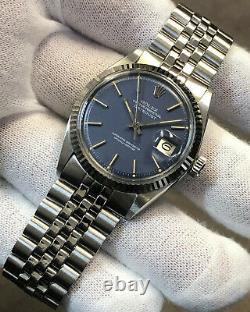 VINTAGE ROLEX DATEJUST 36MM 1601 18K WHITE GOLD/ STEEL COBALT BLUE DIAL WithPAPERS