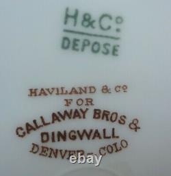 VRare SET/10 1876 HAVILAND depose COBALT & GOLD DECORATED 9 1/2 DINNER PLATES