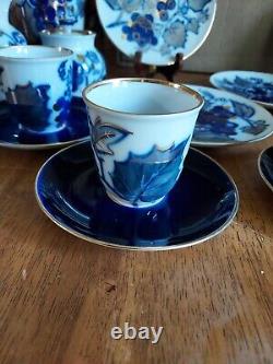 VTG 23 Piece Lomonosov Blue Cobalt Gold Trim Coffee/Tea Grapes Leaves Made USSR
