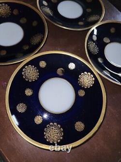 VTG Lichte Porcelain Echt Cobalt Blue Gold Demitasse Cup & Saucer Set