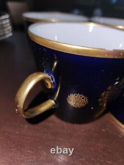 VTG Lichte Porcelain Echt Cobalt Blue Gold Demitasse Cup & Saucer Set