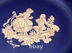 VTG Limoges Castel France Porcelain 22k Gold & Cobalt Blue Ashtray Set Of 4