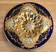 Venetian Murano Hand Painted With 24k Gold Layer Cobalt Glass Victorian Plate