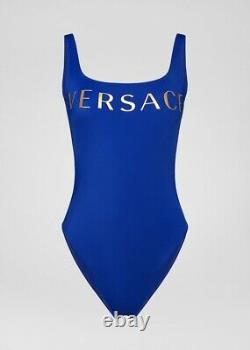 Versace NWT NEW Cobalt Blue Sold Out Gold Metallic Bikini Swimsuit US 4 S RARE