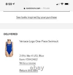 Versace NWT NEW Cobalt Blue Sold Out Gold Metallic Bikini Swimsuit US 4 S RARE