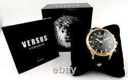 Versus Versace Mens Chrono Lion Gold 45mm Strap Fashion Watch