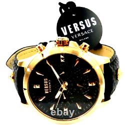 Versus Versace Mens Chrono Lion Gold 45mm Strap Fashion Watch