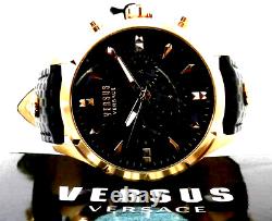 Versus Versace Mens Chrono Lion Gold 45mm Strap Fashion Watch