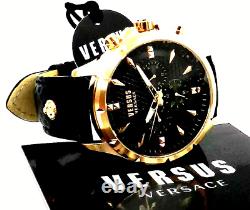 Versus Versace Mens Chrono Lion Gold 45mm Strap Fashion Watch