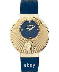 Versus by Versace Women's Sempione Blue Leather Strap Watch 38mm MSRP $205