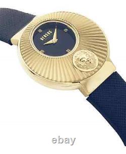 Versus by Versace Women's Sempione Blue Leather Strap Watch 38mm MSRP $205