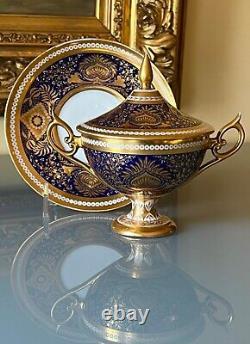 Very Rare Antique Derby Porcelain Cobalt Blue & Gold Design Ecuelle c. 1780-1784