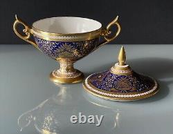 Very Rare Antique Derby Porcelain Cobalt Blue & Gold Design Ecuelle c. 1780-1784
