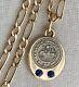 Vintage 10k Gold Seal Of Orrvielle Ohio Sapphire Charm Fígaro 22in Necklace 3.9g