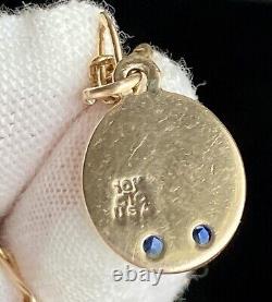 Vintage 10k Gold Seal Of ORRVIELLE OHIO Sapphire Charm Fígaro 22in Necklace 3.9g