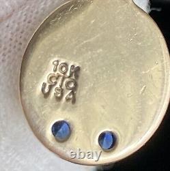 Vintage 10k Gold Seal Of ORRVIELLE OHIO Sapphire Charm Fígaro 22in Necklace 3.9g