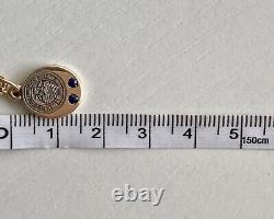 Vintage 10k Gold Seal Of ORRVIELLE OHIO Sapphire Charm Fígaro 22in Necklace 3.9g