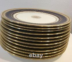 Vintage 12 Cauldon England Dinner Plates Excellent Conditions Cobalt Blue Gold