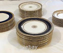 Vintage 12 Cauldon England Dinner Plates Excellent Conditions Cobalt Blue Gold