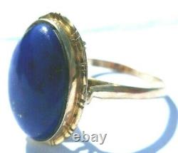 Vintage 14k solid gold premium 5 carat cobalt blue Lapis Lazuli ring 3.6 grams