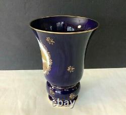 Vintage 70s Veritable Limoges Fragonard France Cobalt Blue/Gold 9 Tall Vase