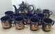 Vintage Cobalt Blue Teapot Tea Set For 8 W Gold Ladies Silhouette Si Sadek Ind