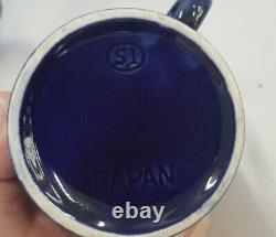 Vintage Cobalt Blue Teapot Tea Set For 8 W Gold Ladies Silhouette SI Sadek Ind