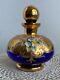 Vintage Czech Bohemian Perfume Bottle Cobalt Blue Glass Enameled And Gold Plated