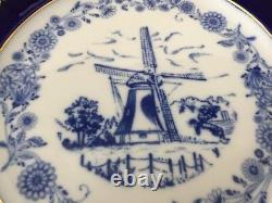 Vintage Delft Blue Hand Painted Holland Plate Cobalt Blue withGold Rim, 12 Dia